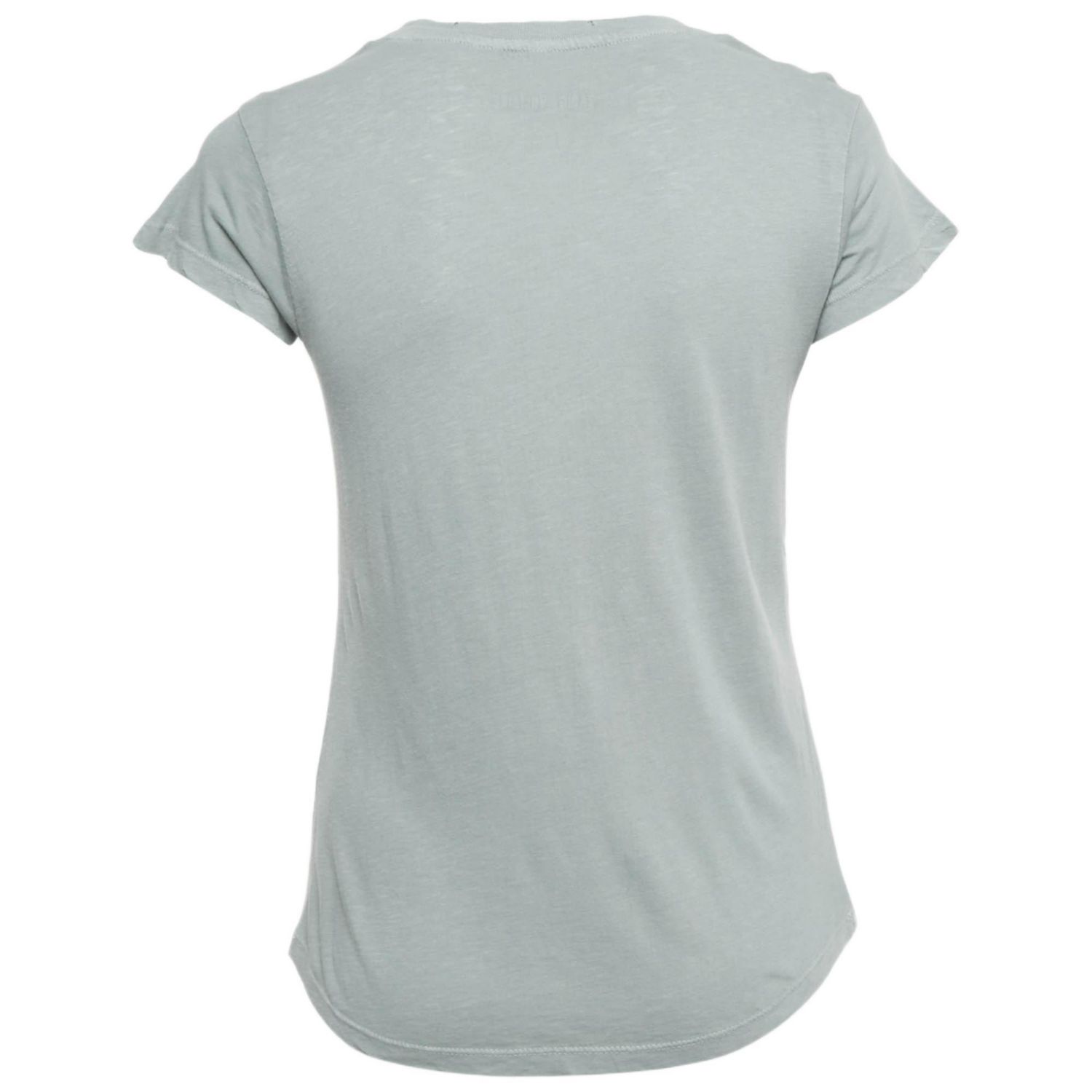 Women's Green Strawberry Print Cotton Blend Distressed T-Shirt