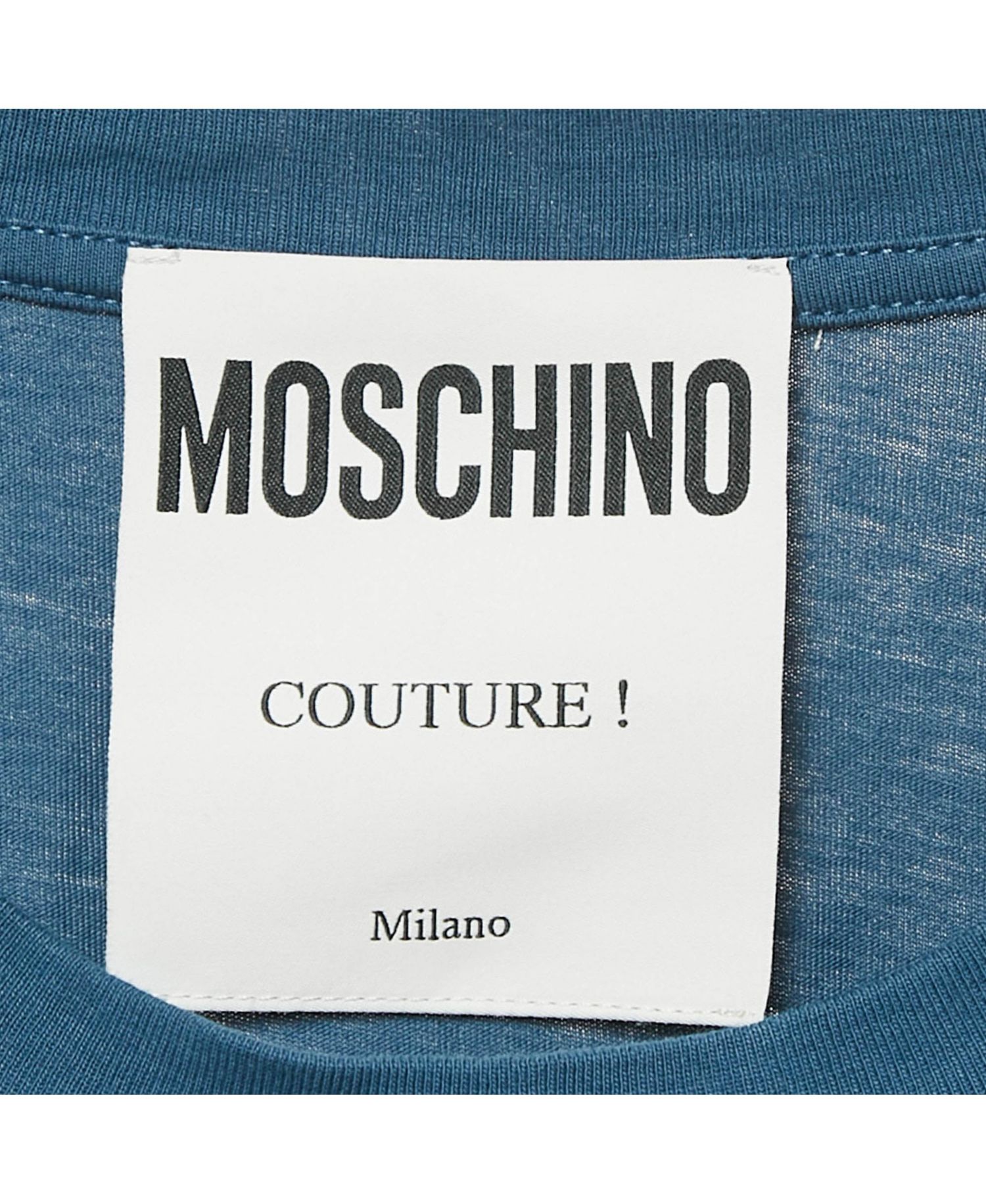 Men's Couture Blue Logo Print Cotton Crew Neck T-Shirt