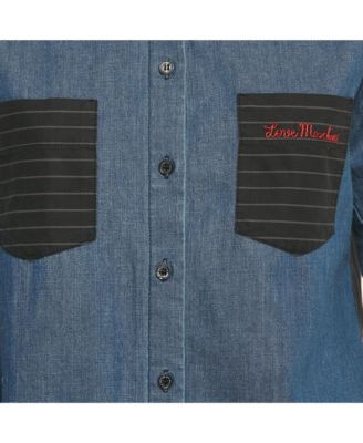 Women's Blue Striped Denim Button Front Shirt
