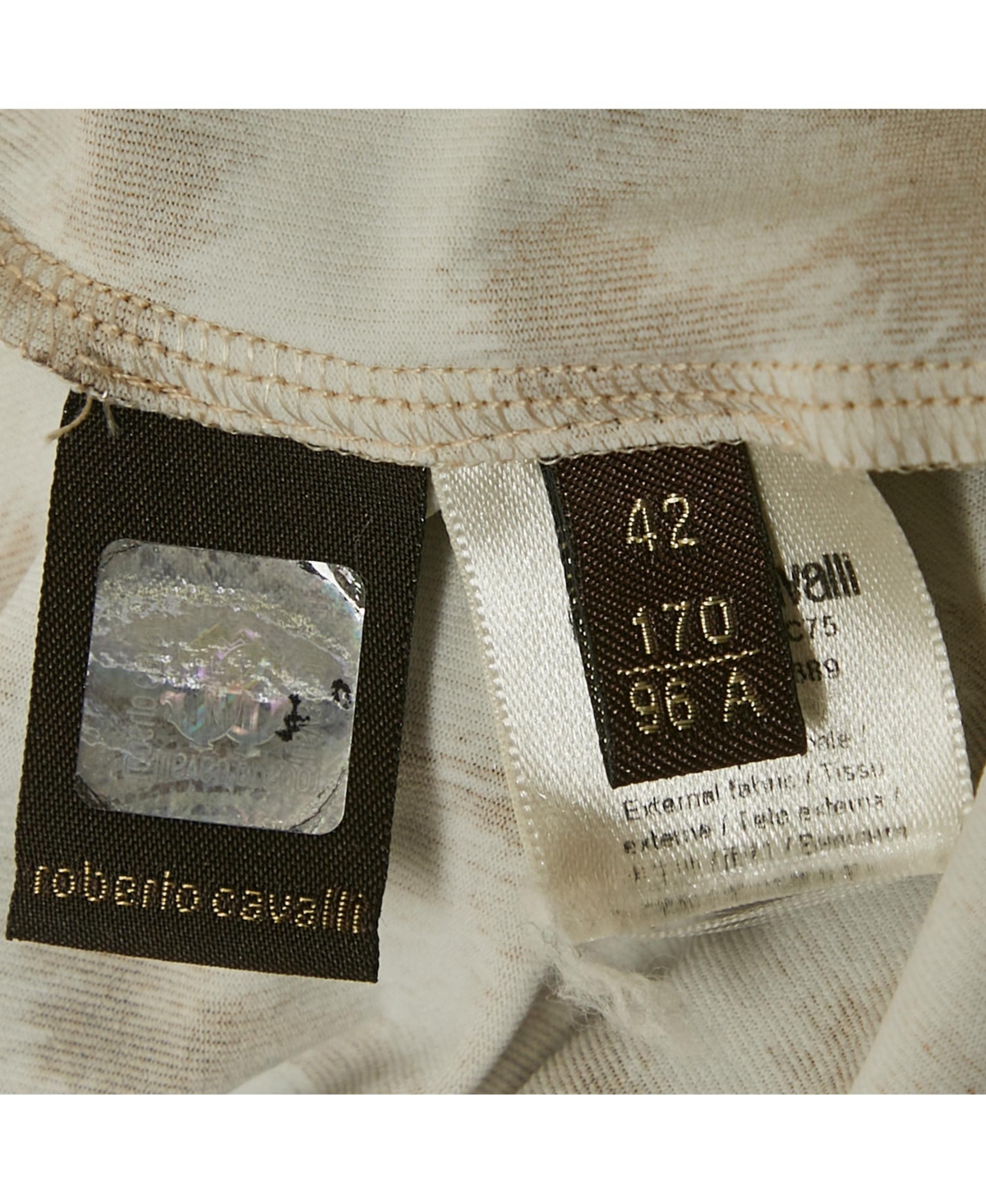 Pre-Owned Roberto Cavalli Women's Beige Animal Printed Jersey Cutout Back Detail Long Dress