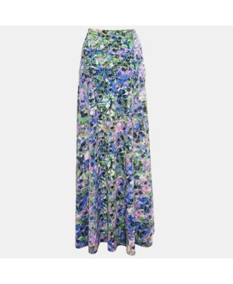 Women's Purple Printed Jersey Maxi Skirt