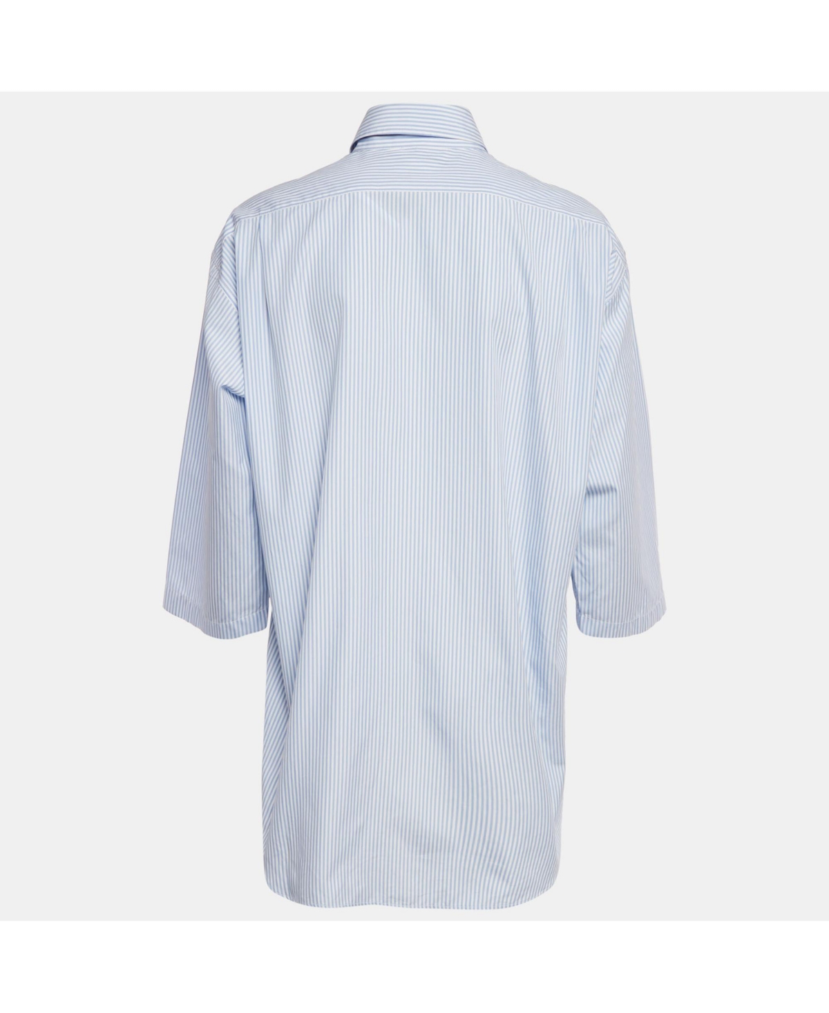 Pre-Owned Moschino Women's Couture Blue Striped Cotton Cuffed Pocket Shirt