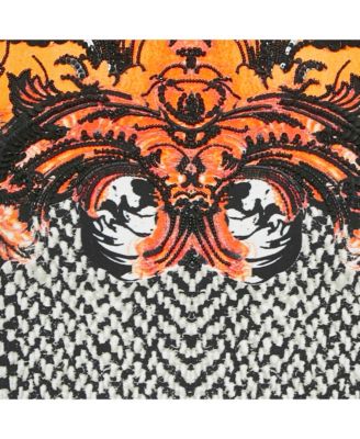 Women's Black/white Beaded Crepe Shift Dress