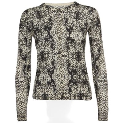 Women's Pre-Owned Zadig and Voltaire Black/white Abstract Print Cashmere Buttoned Cardigan