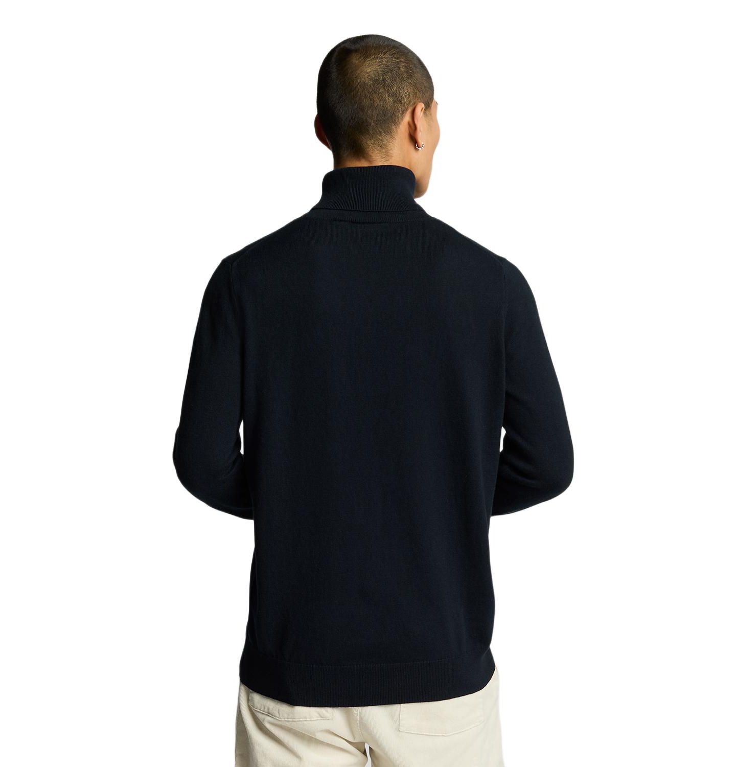 Мужской свитер Lyle & Scott Cotton Merino Turtleneck, цвет: Тёмный тёмно-синий — фото 3