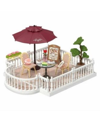 3D Puzzles DIY Miniature Dollhouse Accessories Chic Cafe Terrace Building Set Toys Playset Ornaments for Gift