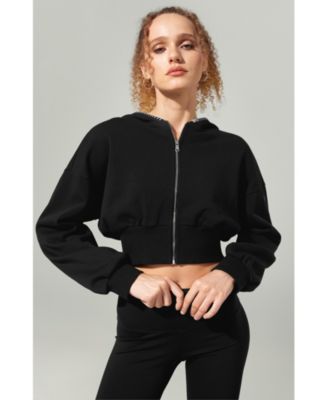 Women's Cropped Fit Seamflow Drift Full-Zip Front Closure Sweatshirt