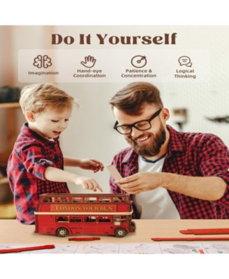3D Puzzles London Tour Bus Car Model Toy Crafts Construction Gifts for Boys Girls Adults