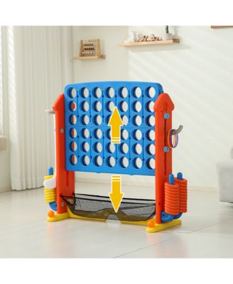 4 in 1 Giant Game Set with Adjustable Height Jumbo Connect 4 Basketball Ring Toss Golf Games Portable Outdoor Set for Kids Adults