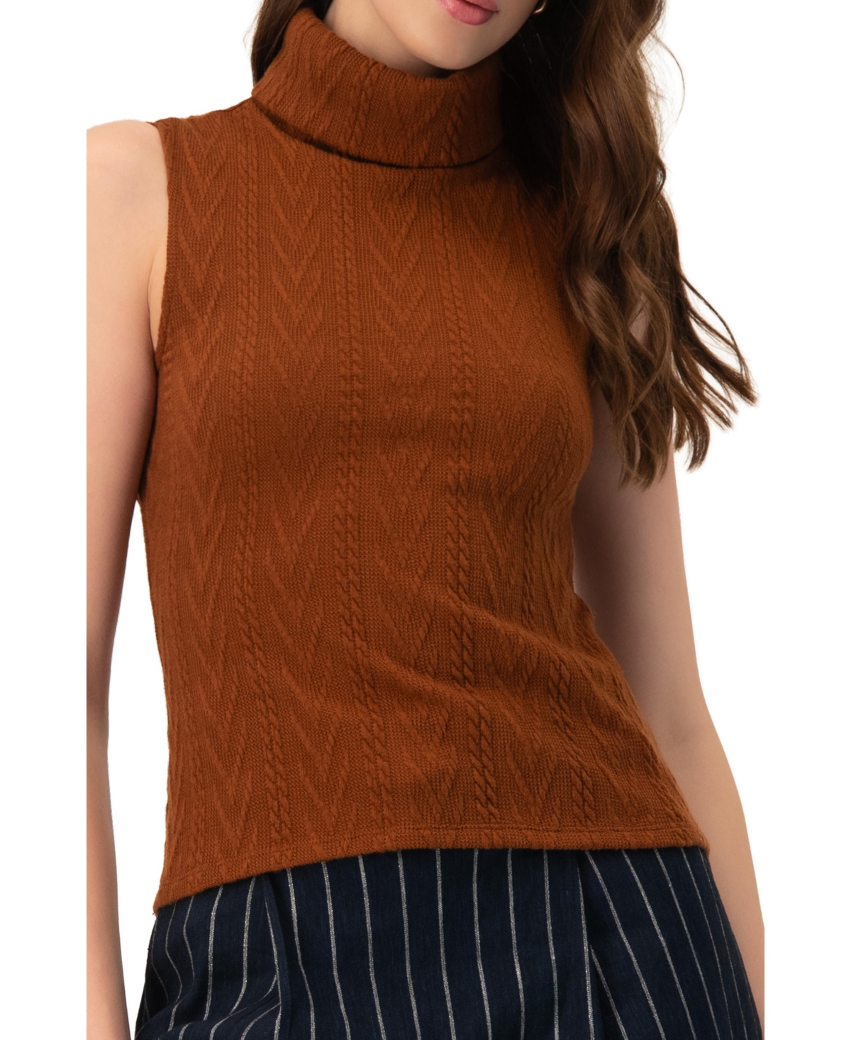 Ivonne Women's High Neck Sleeveless Knit Top