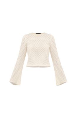 Women's Textured Knit Top with Flared Sleeves