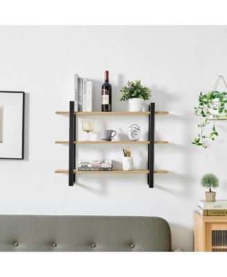 Rio Three Tier Floating Bracket Wall Shelf - Chestnut