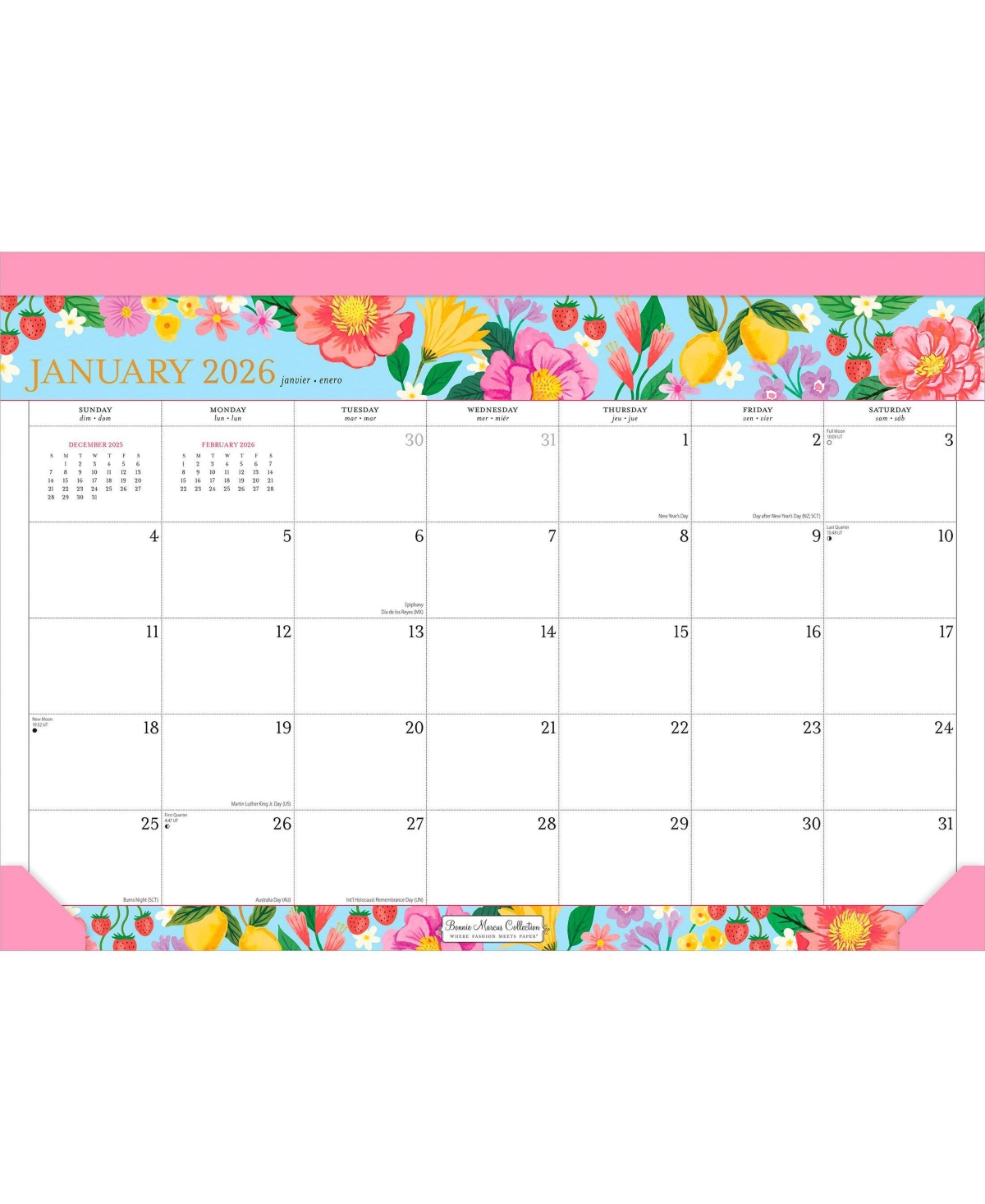 BrownTrout Bonnie Marcus Official | 2026 17 x 12 Inch Monthly Desk Pad Calendar