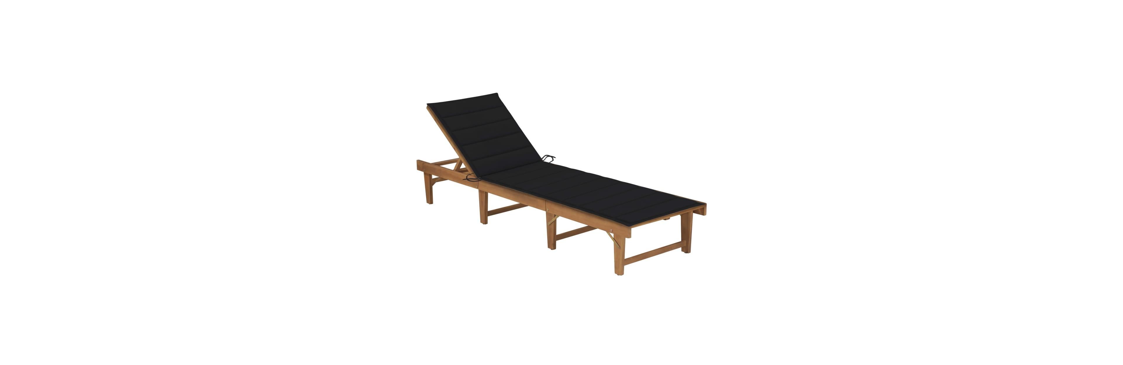 vidaXL Sun Lounger Black Solid Acacia Wood 78.7 x 24.0 x 11.8