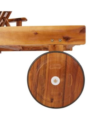 Sunlounger With Table Wood Grain Solid Acacia wood Large Foldable