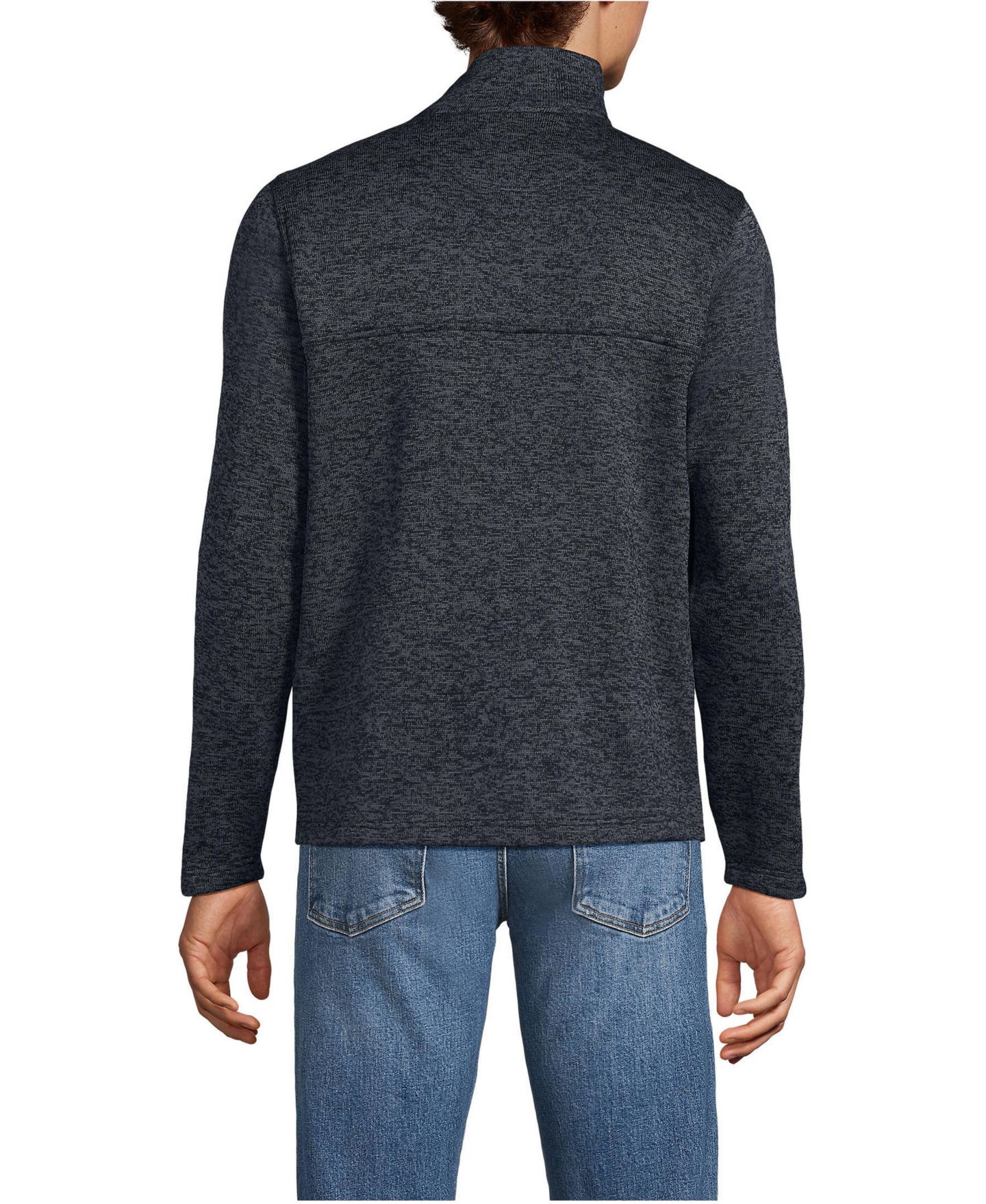 Мужская куртка Lands' End Sweater Fleece Snap Neck Pullover, цвет: Чёрный меланжевый — фото 2