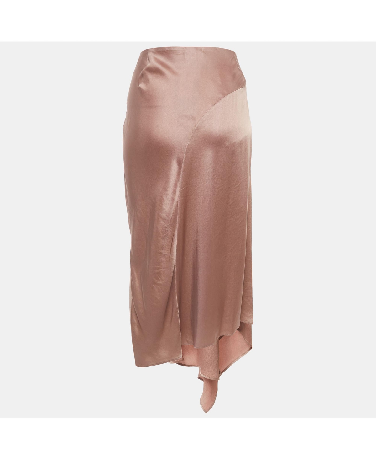 Pre-Owned Brunello Cucinelli Women's Pink Satin Asymmetric Midi Skirt