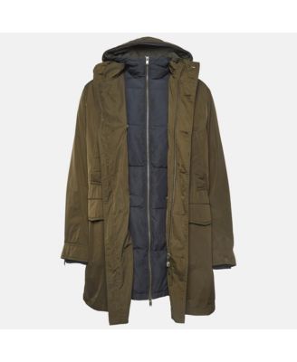 Men's Green Synthetic Detachable Lining Bob Parka Jacket