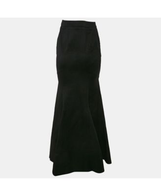 Women's Black Cotton Flared Maxi Skirt