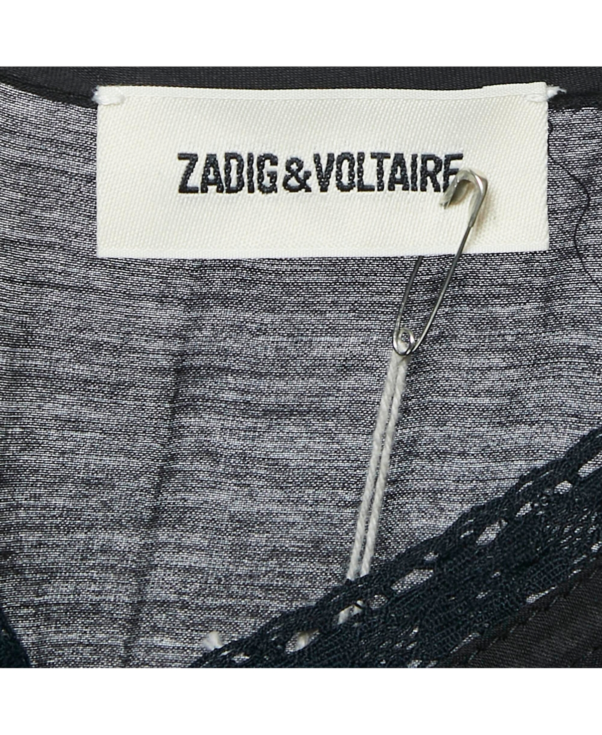 Pre-Owned Zadig & Voltaire Women's Black Lace Trim Rilli Cotton Asymmetric Midi Dress