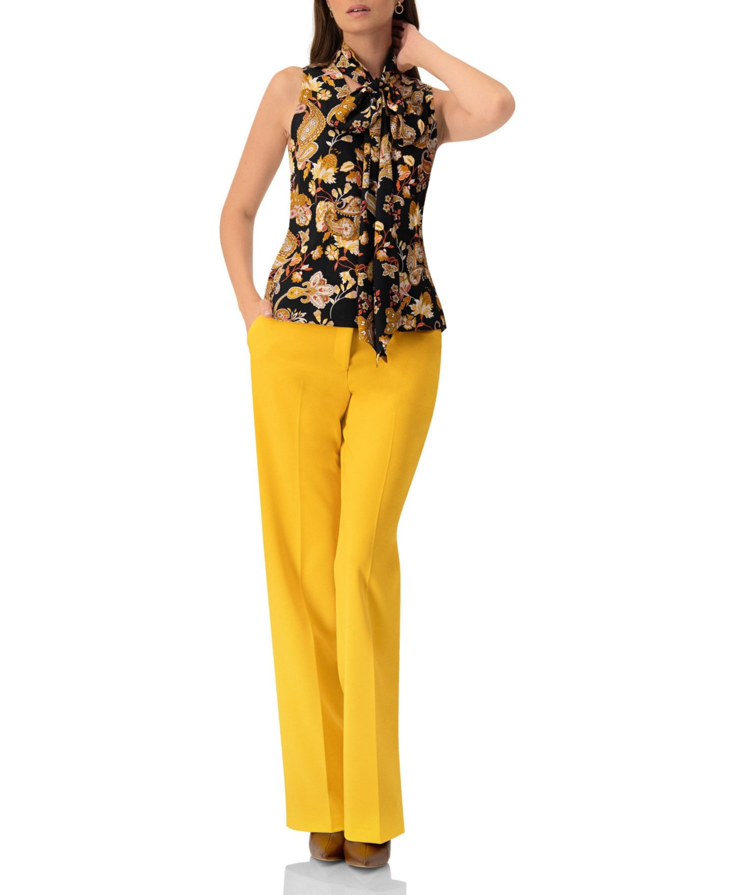Женская блузка Ivonne V-Neck Sleeveless with Neck Ties, цвет: Разноцветный — фото 5