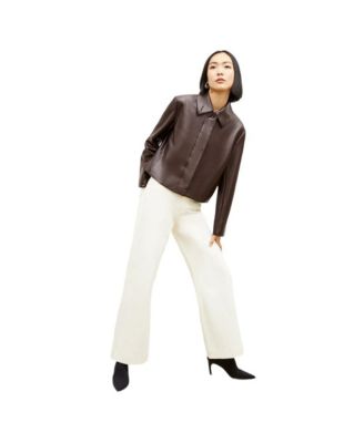 Women's Nicky Faux Leather Cropped Jacket with Back Pleat