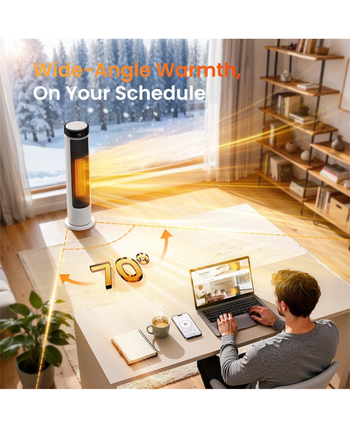 Tower Space Heaters for Indoor, 1500W Heaters with Remote, Ptc Ceramic Electirc Heater for Bedroom, Overheat Protection for Home Office