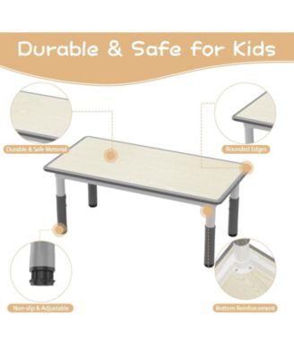Kids Table and 4 Chairs Set, Height Adjustable Table for 4, Kids Study Table for Home Daycare Preschool for Ages 2-8