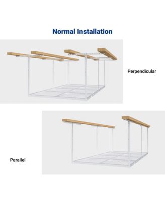 OHK Series Ceiling Mounted Overhead Garage Storage Rack, White — 48" X 96"