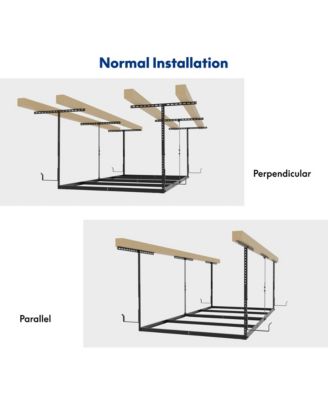 OHK Frame-Only OHK Series Ceiling Mounted Overhead Garage Storage Rack, Black — 48" X 96"