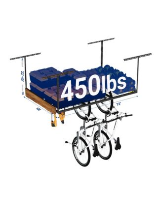 OHK Series Ceiling Mounted Overhead Garage Storage Rack, Black — 48" X 72"