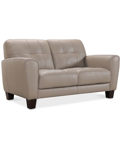 Kaleb 61&quot; Tufted Leather Loveseat, Created for Macy&#39;s - Furniture - Macy&#39;s