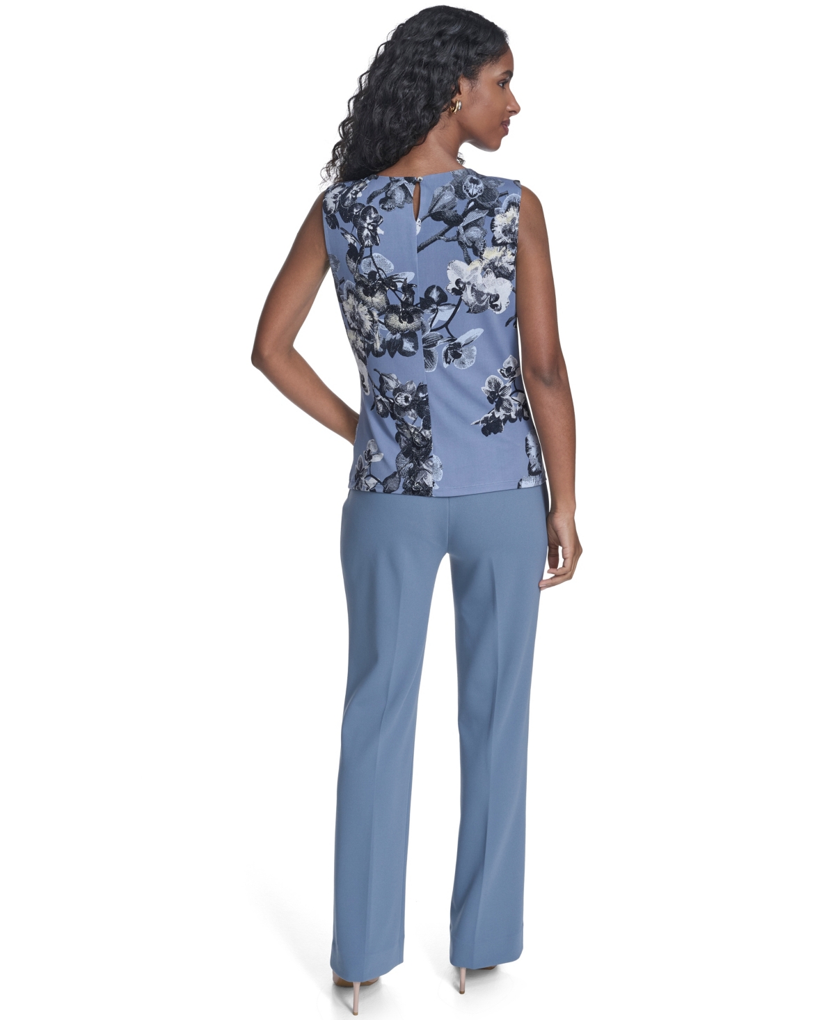 Calvin Klein Women's Printed Sleeveless Pleated Top