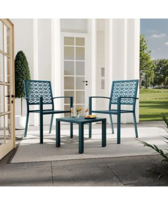 3 Piece Patio Bistro Set, Black Steel Outdoor Chairs and Table Set for 2, Small Modern Patio Furniture Set