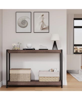 2-Tier Entrance Tables, Farmhouse Entryway Table, 39.5"Console Table With Storage