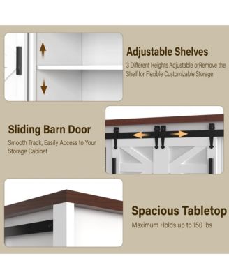 Farmhouse Industrial TV Stand for 55/60/65 Inch TV - Sliding Barn Door