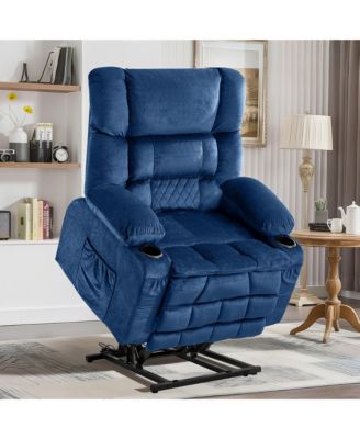 Dual Motor Lift Recliner with Lay Flat Waist Kneading Heat and Cup Holders