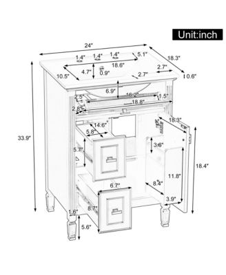 Freestanding Black Bathroom Vanity with Sink Flip Drawer and Adjustable Shelf