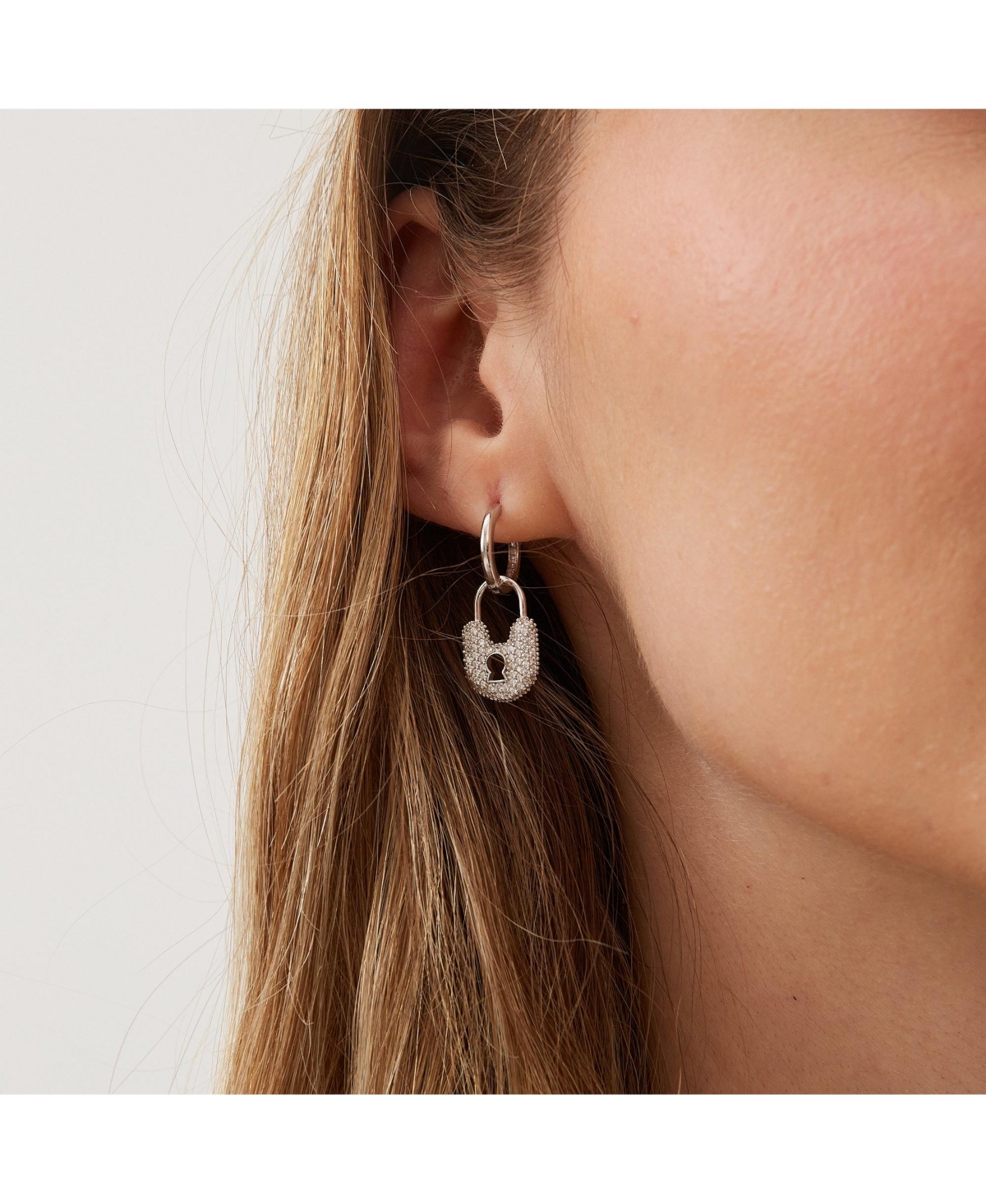 Spero London Lock Silver Hoop Sterling Silver Earring