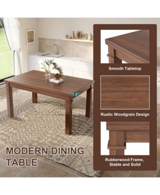 6-Piece Modern Dining Set with Rectangle Kitchen Table 4 Upholstered Chairs and Bench