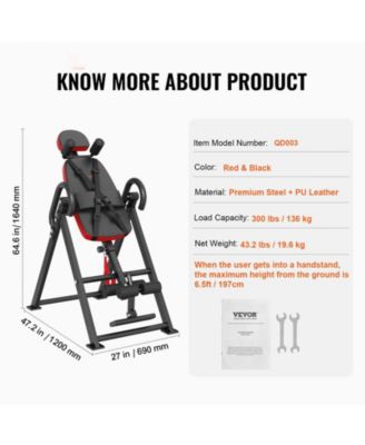 Inversion Table, Heavy-Duty Back Stretcher with 300 lb Capacity, Adjustable Belt, Ankle Lock and Headrest for Strength Training