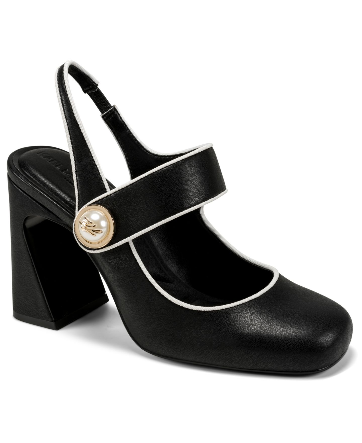 Женские туфли KARL LAGERFELD PARIS Piermont Slip-On Pumps, цвет: Чёрный / Яркий белый — фото 1