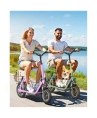 550W Electric Scooter with Seat for Adult, 12 inch Commuter Electric Scooter with Dual Shock Absorbers and Double Baskets