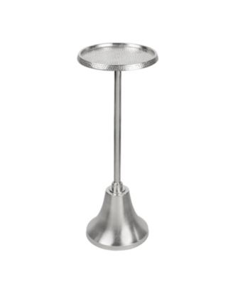 Irida 24" Art Deco Designer Pedestal Drink Table and Decorative End Table with Hammered Round Top and Bell Base