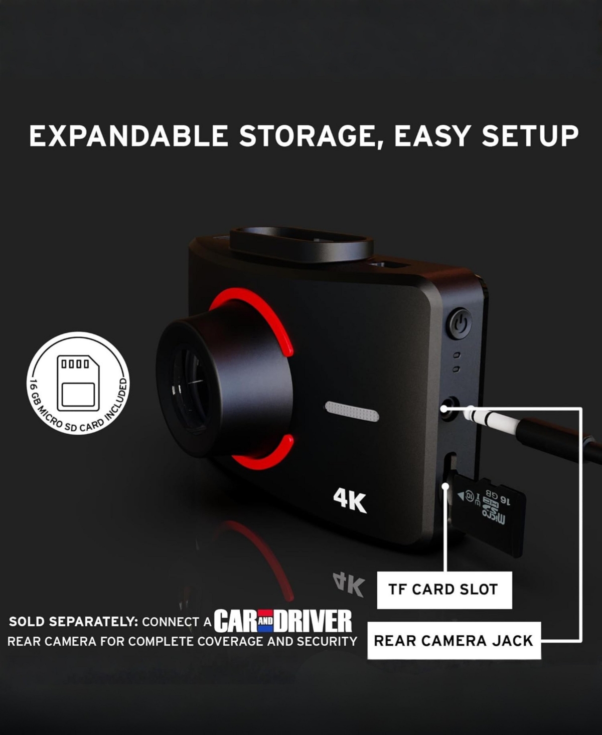 Car and Driver EYE2PRO 4K Dashcam with Touchscreen Display