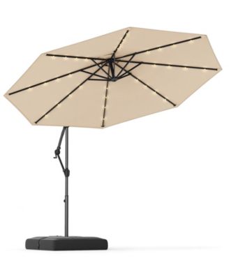 Offset Patio Umbrella with Base and 32 LED Lights