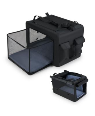 Folding Soft Dog Crate Foldable Pet Carrying Bag w/ 2 Openings & Window Soft Mat