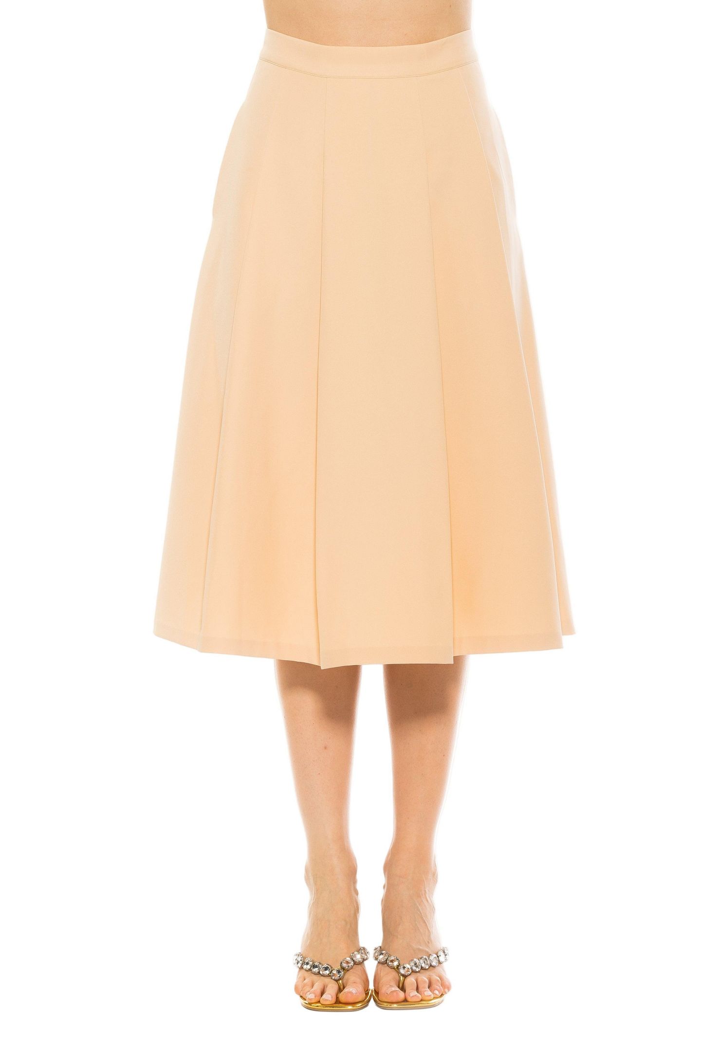 Женская юбка Alexia Admor Illia Pleated Midi Skirt With Waistband, цвет: Бежевый, вариант 1 — фото 1