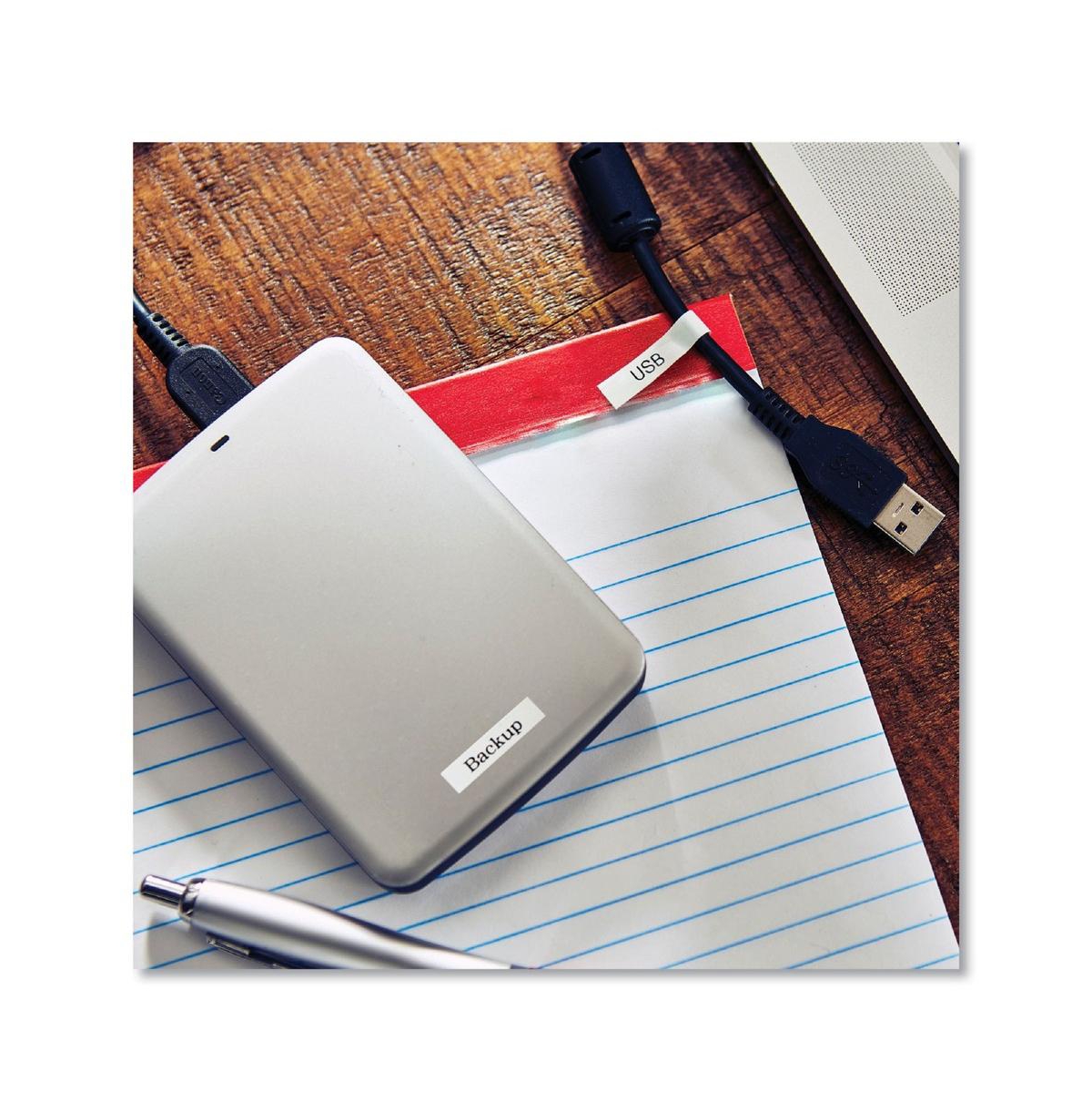 Brother P-Touch TZES211 0.23 in. x 26.2 ft. Extra-Strength Adhesive Laminated Labeling Tape - Black on White