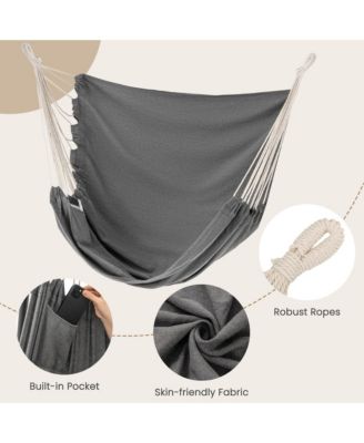 Heavy-duty Hammock Chair with Stand Metal Frame Storage Pocket Quality Fabric